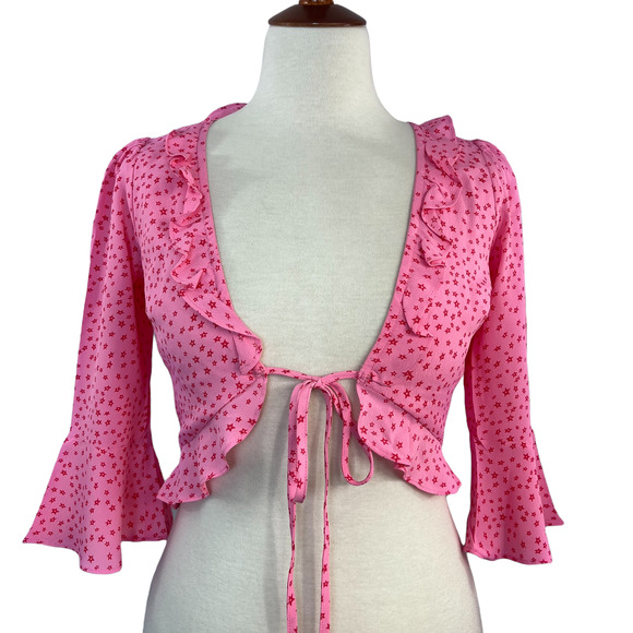 For Love & Lemons Tops - For Love and Lemons Watermelon Star Aurora Tie Top Size XS